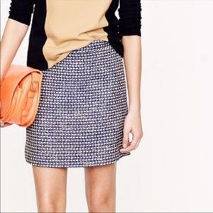 J. Crew woven silk blend blue mini skirt NWOT